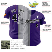 Load image into Gallery viewer, Custom Purple Gray-Black Pinstripe Authentic Split Fashion Baseball Jersey