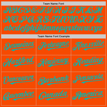 Load image into Gallery viewer, Custom Orange White-Aqua Pinstripe Authentic Split Fashion Baseball Jersey