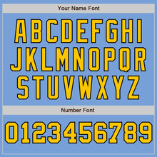 Load image into Gallery viewer, Custom Light Blue Yellow-Black Pinstripe Authentic Split Fashion Baseball Jersey