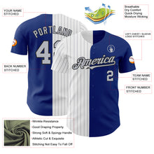 Load image into Gallery viewer, Custom Royal Black-Gray Pinstripe Authentic Split Fashion Baseball Jersey