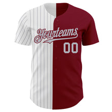 Load image into Gallery viewer, Custom Crimson White-Gray Pinstripe Authentic Split Fashion Baseball Jersey