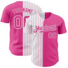 Load image into Gallery viewer, Custom Pink White-Pink Pinstripe Authentic Split Fashion Baseball Jersey