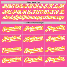 Load image into Gallery viewer, Custom Pink White-Gold Pinstripe Authentic Split Fashion Baseball Jersey