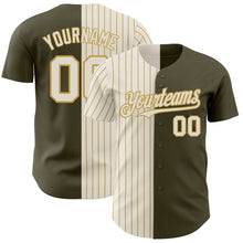 Load image into Gallery viewer, Custom Olive Cream-Old Gold Pinstripe Authentic Split Fashion Salute To Service Baseball Jersey