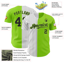 Load image into Gallery viewer, Custom Neon Green White-Black Pinstripe Authentic Split Fashion Baseball Jersey