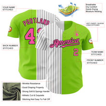 Load image into Gallery viewer, Custom Neon Green Pink-Black Pinstripe Authentic Split Fashion Baseball Jersey