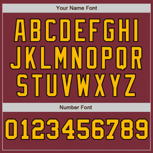 Load image into Gallery viewer, Custom Burgundy Black-Gold Pinstripe Authentic Split Fashion Baseball Jersey