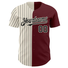 Load image into Gallery viewer, Custom Burgundy Cream-Black Pinstripe Authentic Split Fashion Baseball Jersey