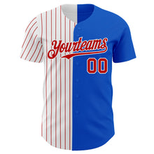 Load image into Gallery viewer, Custom Thunder Blue White-Red Pinstripe Authentic Split Fashion Baseball Jersey