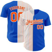 Load image into Gallery viewer, Custom Thunder Blue White-Orange Pinstripe Authentic Split Fashion Baseball Jersey