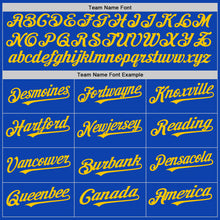 Load image into Gallery viewer, Custom Thunder Blue White-Yellow Pinstripe Authentic Split Fashion Baseball Jersey