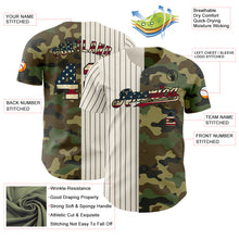 Load image into Gallery viewer, Custom Camo Vintage USA Flag Cream-Black Pinstripe Authentic Split Fashion Salute To Service Baseball Jersey