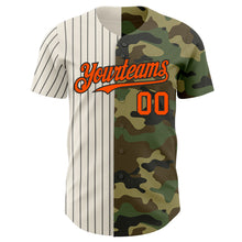 Load image into Gallery viewer, Custom Camo Orange Cream-Black Pinstripe Authentic Split Fashion Salute To Service Baseball Jersey