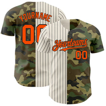 Load image into Gallery viewer, Custom Camo Orange Cream-Black Pinstripe Authentic Split Fashion Salute To Service Baseball Jersey