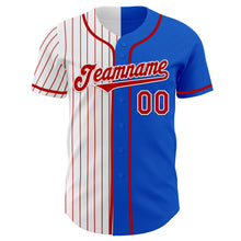 Load image into Gallery viewer, Custom Thunder Blue Red-White Red Pinstripe Authentic Split Fashion Baseball Jersey
