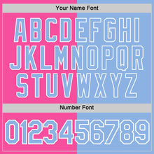 Load image into Gallery viewer, Custom Pink Light Blue-White Split Fashion Performance T-Shirt