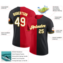 Load image into Gallery viewer, Custom Black Red-Yellow Split Fashion Performance T-Shirt