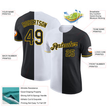 Load image into Gallery viewer, Custom Black White-Yellow Split Fashion Performance T-Shirt