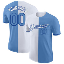 Load image into Gallery viewer, Custom Light Blue White-Royal Split Fashion Performance T-Shirt