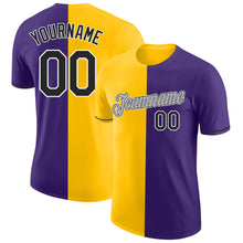 Load image into Gallery viewer, Custom Purple Black-Yellow Split Fashion Performance T-Shirt