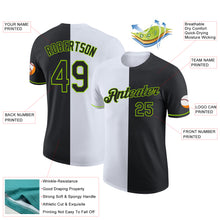 Load image into Gallery viewer, Custom Black White-Neon Green Split Fashion Performance T-Shirt