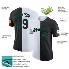 Load image into Gallery viewer, Custom Black White-Kelly Green Split Fashion Performance T-Shirt