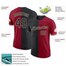 Load image into Gallery viewer, Custom Crimson Black-Cream Split Fashion Performance T-Shirt