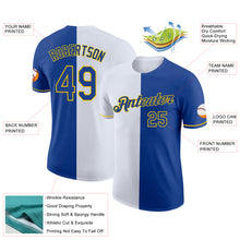 Load image into Gallery viewer, Custom Royal White-Yellow Split Fashion Performance T-Shirt