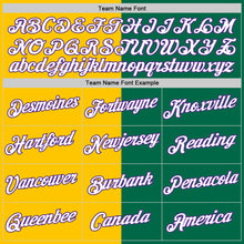 Load image into Gallery viewer, Custom Kelly Green Purple-Yellow Split Fashion Performance T-Shirt