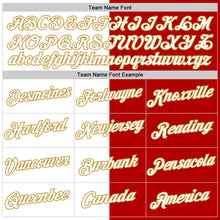 Load image into Gallery viewer, Custom Red White-Old Gold Split Fashion Performance T-Shirt