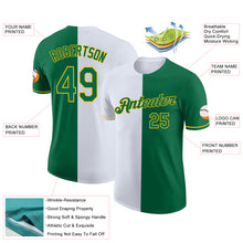 Load image into Gallery viewer, Custom Kelly Green White-Yellow Split Fashion Performance T-Shirt