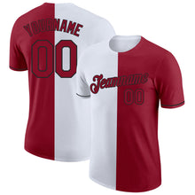 Load image into Gallery viewer, Custom Crimson White-Black Split Fashion Performance T-Shirt