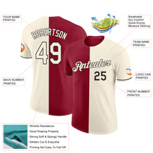 Load image into Gallery viewer, Custom Cream Crimson-Black Split Fashion Performance T-Shirt