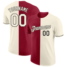 Load image into Gallery viewer, Custom Cream Crimson-Black Split Fashion Performance T-Shirt