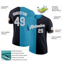 Load image into Gallery viewer, Custom Black Gray-Panther Blue Split Fashion Performance T-Shirt