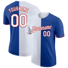 Load image into Gallery viewer, Custom Royal White-Red Split Fashion Performance T-Shirt