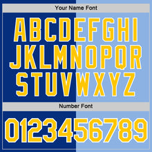 Load image into Gallery viewer, Custom Royal Yellow-Light Blue Split Fashion Performance T-Shirt