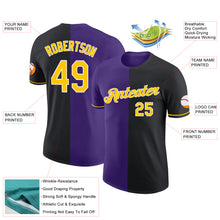 Load image into Gallery viewer, Custom Black Yellow-Purple Split Fashion Performance T-Shirt