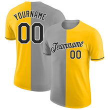 Load image into Gallery viewer, Custom Yellow Black-Gray Split Fashion Performance T-Shirt