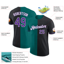 Load image into Gallery viewer, Custom Black Purple-Teal Split Fashion Performance T-Shirt