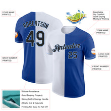 Load image into Gallery viewer, Custom Royal Black-Light Blue Split Fashion Performance T-Shirt