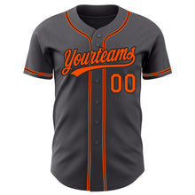 Load image into Gallery viewer, Custom Steel Gray Orange-Black Authentic Baseball Jersey