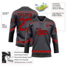 Load image into Gallery viewer, Custom Steel Gray Red-Black Hockey Lace Neck Jersey