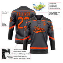 Load image into Gallery viewer, Custom Steel Gray Orange-Black Hockey Lace Neck Jersey