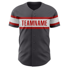 Load image into Gallery viewer, Custom Steel Gray White-Red Authentic Baseball Jersey