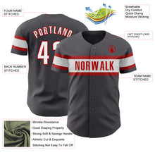 Load image into Gallery viewer, Custom Steel Gray White-Red Authentic Baseball Jersey