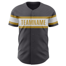 Load image into Gallery viewer, Custom Steel Gray White-Old Gold Authentic Baseball Jersey