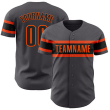 Load image into Gallery viewer, Custom Steel Gray Black-Orange Authentic Baseball Jersey