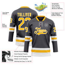 Load image into Gallery viewer, Custom Steel Gray Gold-White Hockey Lace Neck Jersey