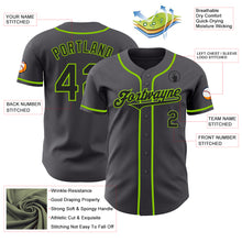 Load image into Gallery viewer, Custom Steel Gray Black-Neon Green Authentic Baseball Jersey
